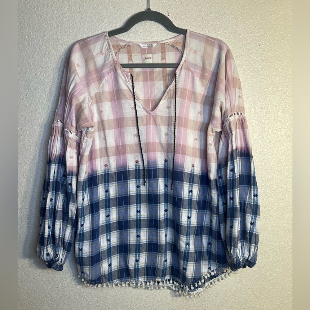 JAG floral tie dye balloon sleeve blouse